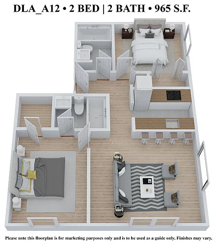 Floor plan Two Bedroom Two Bath - DLA965