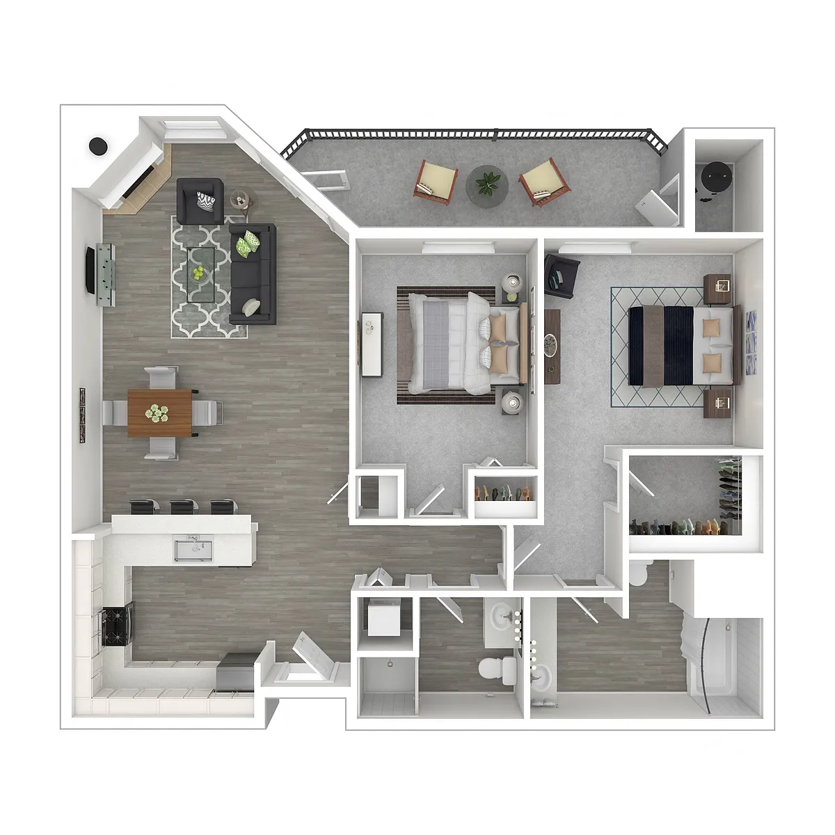 Floor plan 2 Bed, 2 Bath A