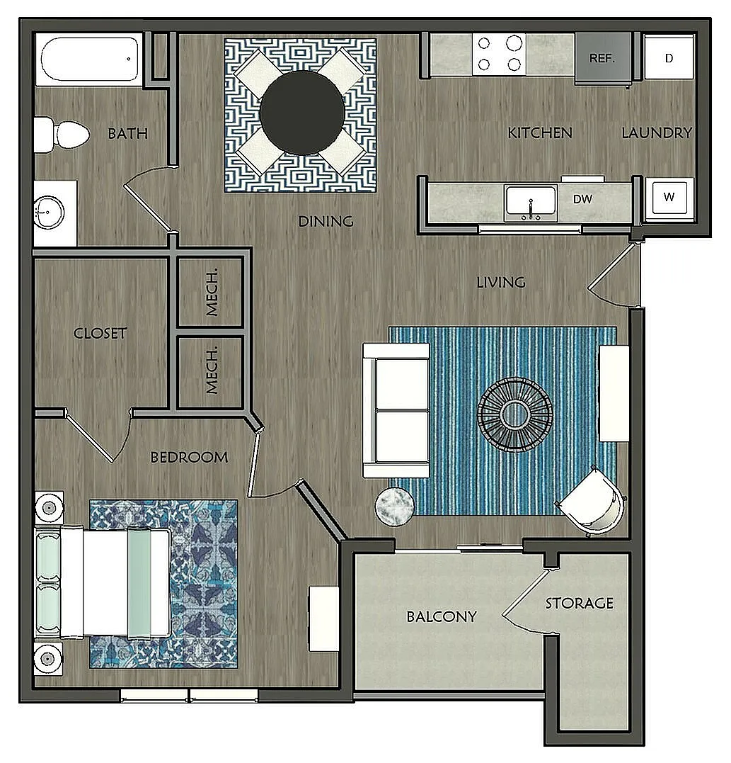 Floor plan The Amelia 1 Bedroom