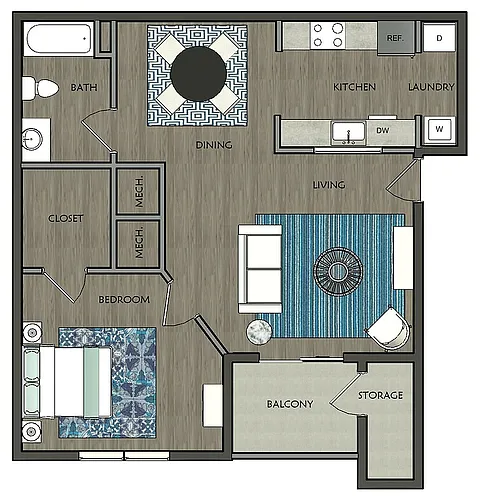 Floor plan The Amelia 1 Bedroom
