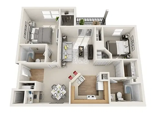 Floor plan 2 Bed 2 Bath 40%