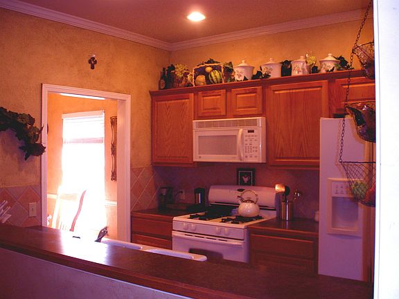 kitchen into dining area