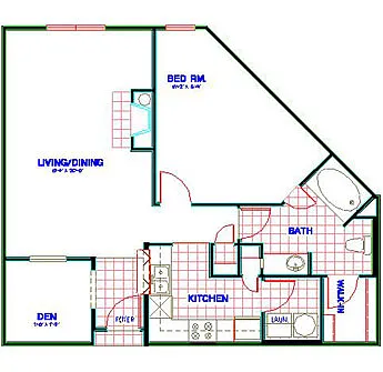 Floor plan Traditional 1x1 806-840 SF
