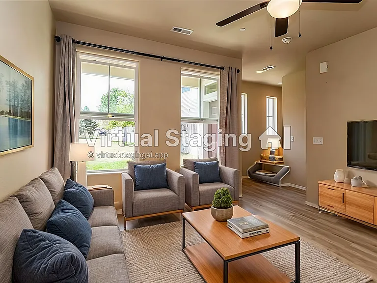 Living room with virtual staging