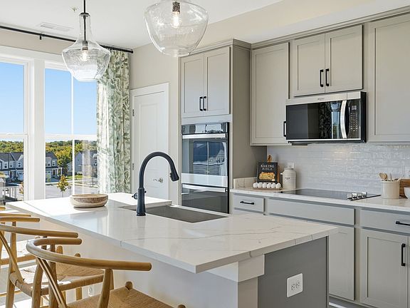 The kitchen eating bar of the Scarlet by Brookfield Residential.