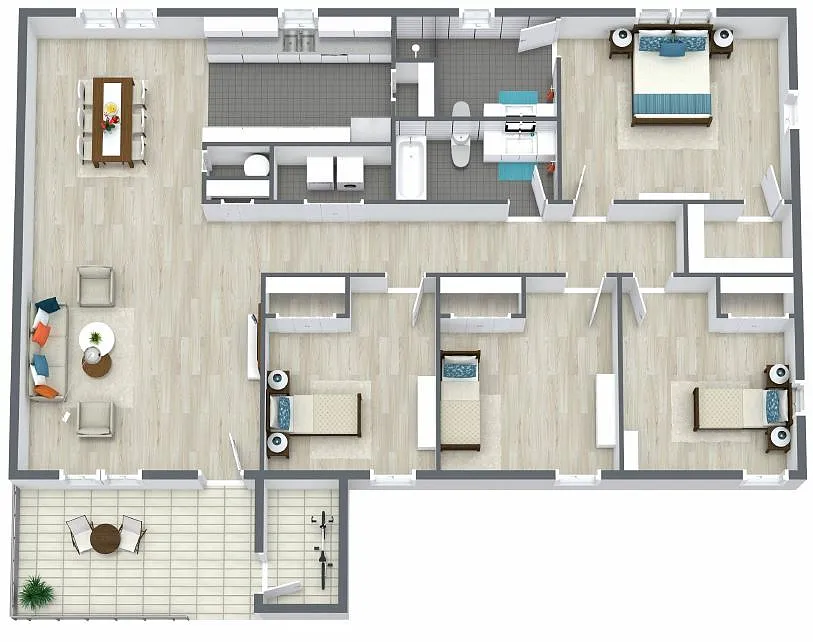 Floor plan 4 Bedroom, 2 Bathroom Partial Renovated