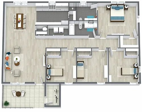 Floor plan 4 Bedroom, 2 Bathroom Renovated