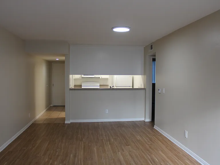 view from living room to kitchen