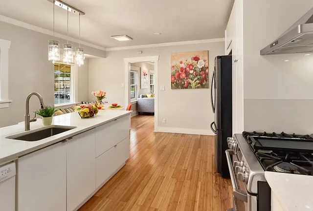 Lots of natural light combined with modern white cabinets