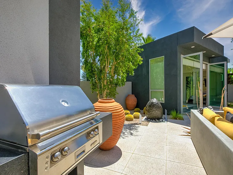 Built in gas barbecue grill.