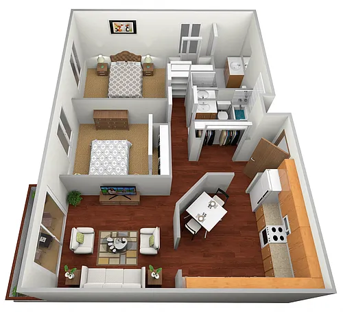 Floor plan 2 Bedroom, 2 Bathroom