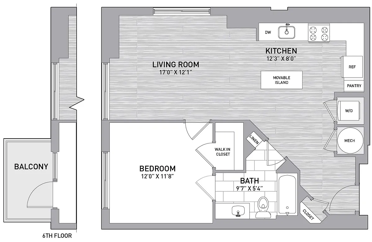 Floor plan 1 Bed1 Bath G