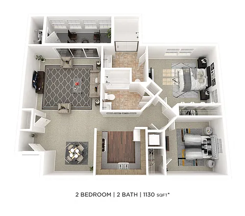 Floor plan Two Bedroom 2 Bath - 1,130 sqft - 55+