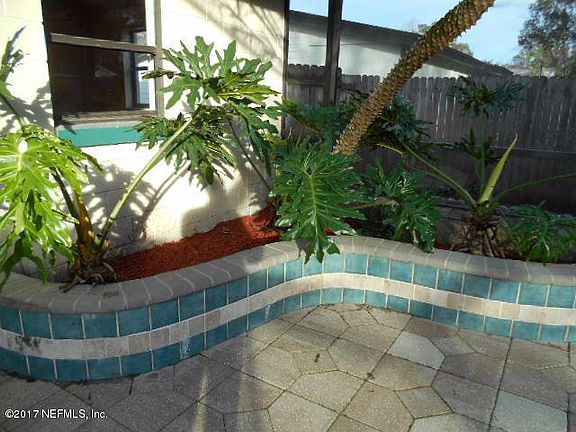 Planter boxes in pool area