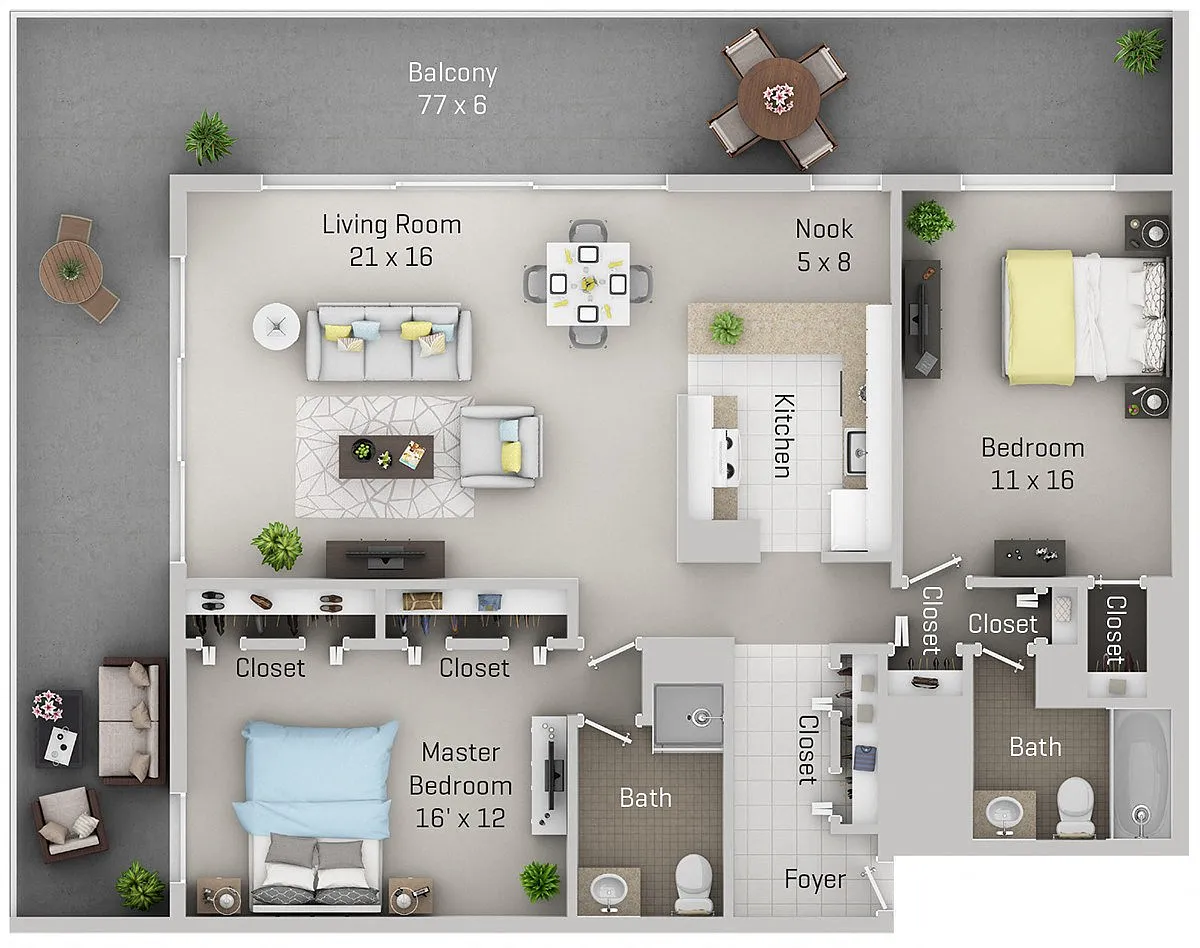 Floor plan 2 bedroom, 2 Bath