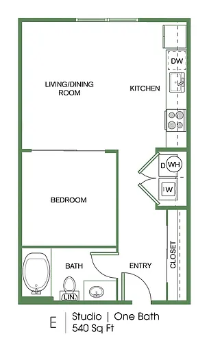 Floor plan 0 bed 1 bath