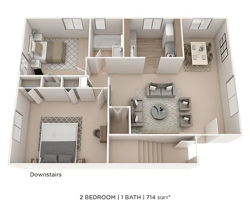 Floor plan Two Bedroom - 714 sqft