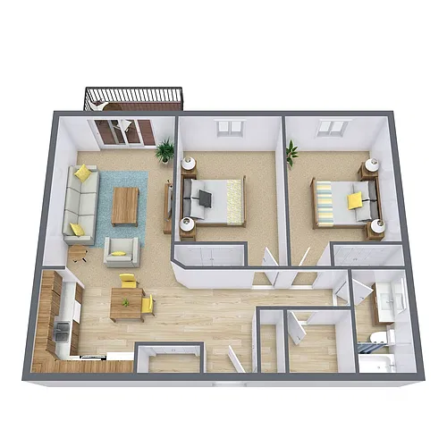 Floor plan Two Bedroom 21F