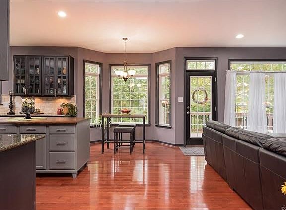 Open concept between living room, kitchen and eat-in area.