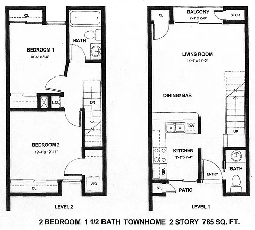 Floor plan Two Bedroom One and a Half Bath