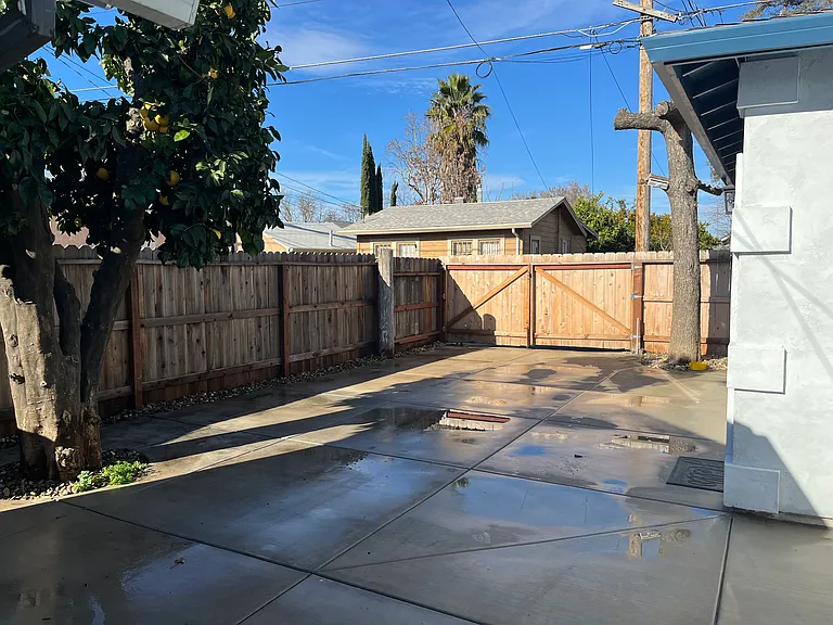 Two car driveway facing the entrance.