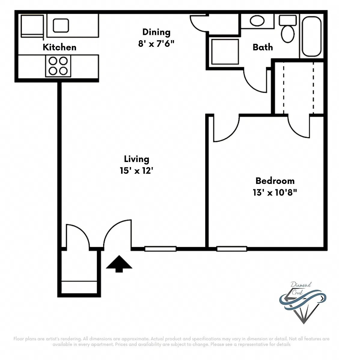 Floor plan 1 Bedroom 1 Bathroom