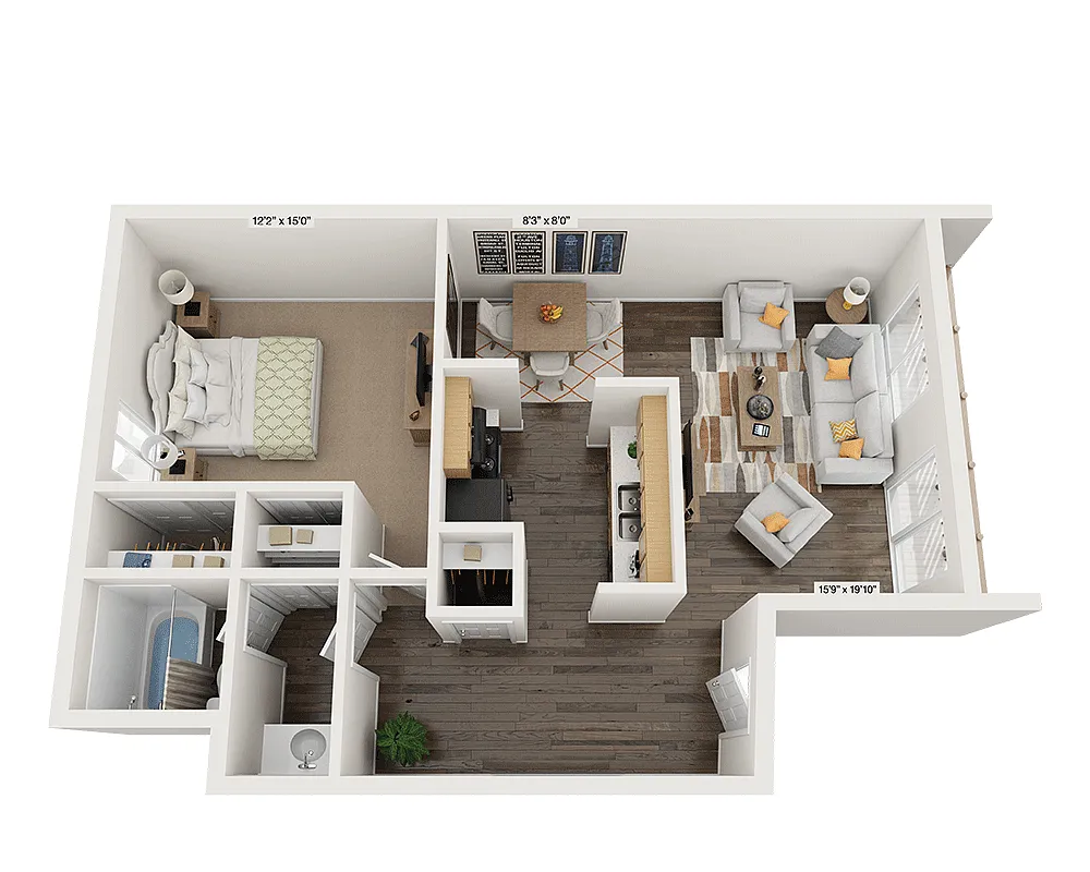 Floor plan One Bedroom Monterey