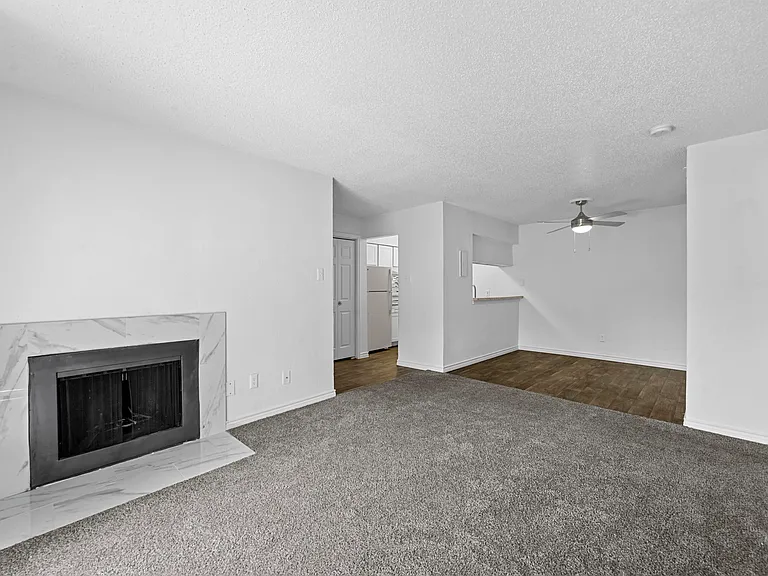 Spacious open floor plan with fire place