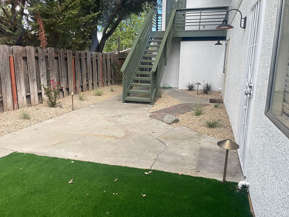 private courtyard with stairs leading to unit c