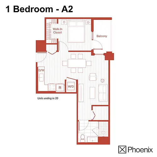 Floor plan 1 Bedroom - A2