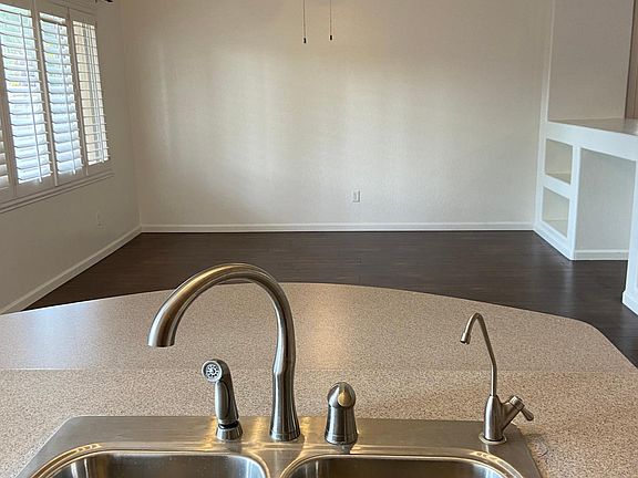 Kitchen view into dining area