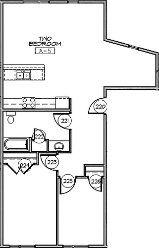 Floor plan 2 Bedrooms, 1 Bathroom