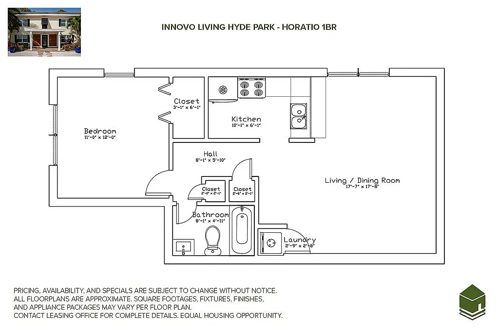 Floor plan Horatio 1 Bed 1 Bath
