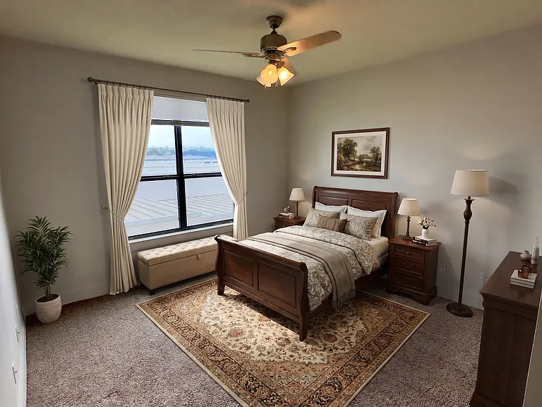 Perfect size 2nd bedroom with plush carpet flooring