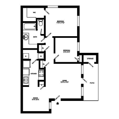 Floor plan 2x1 Rose B1U