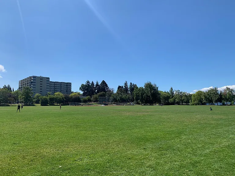 Green Lake playfields for many outdoor sports activities.