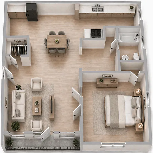 Floor plan 1 Bedroom Victorian (Renovated)
