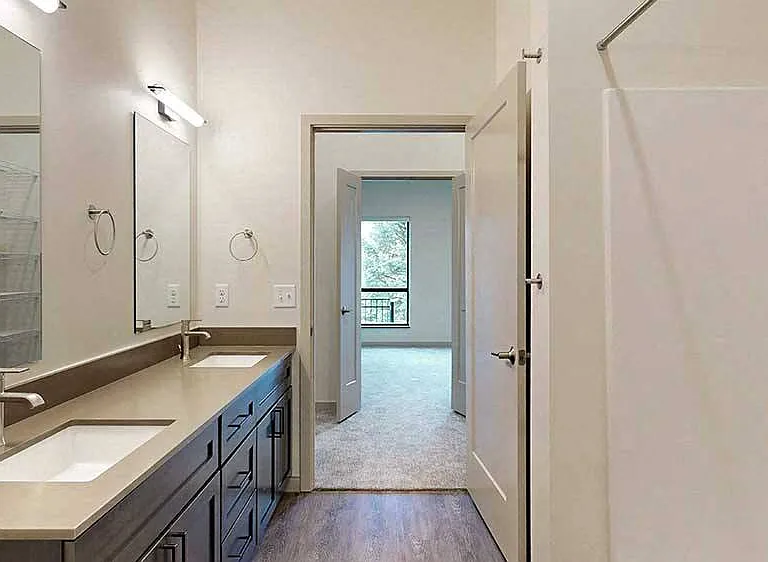 Get ready for the day with ease in our two-bedroom Meadow, that features a spacious walk-through closet, connecting your bathroom and primary bedroom.