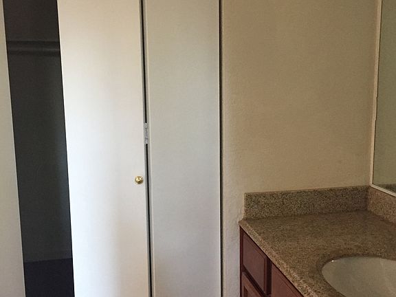 master bathroom sink and entry to the closet