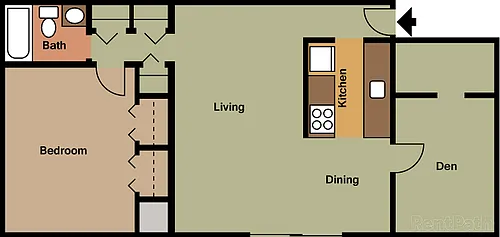 Floor plan 1D1 - 1 Br Den Storage