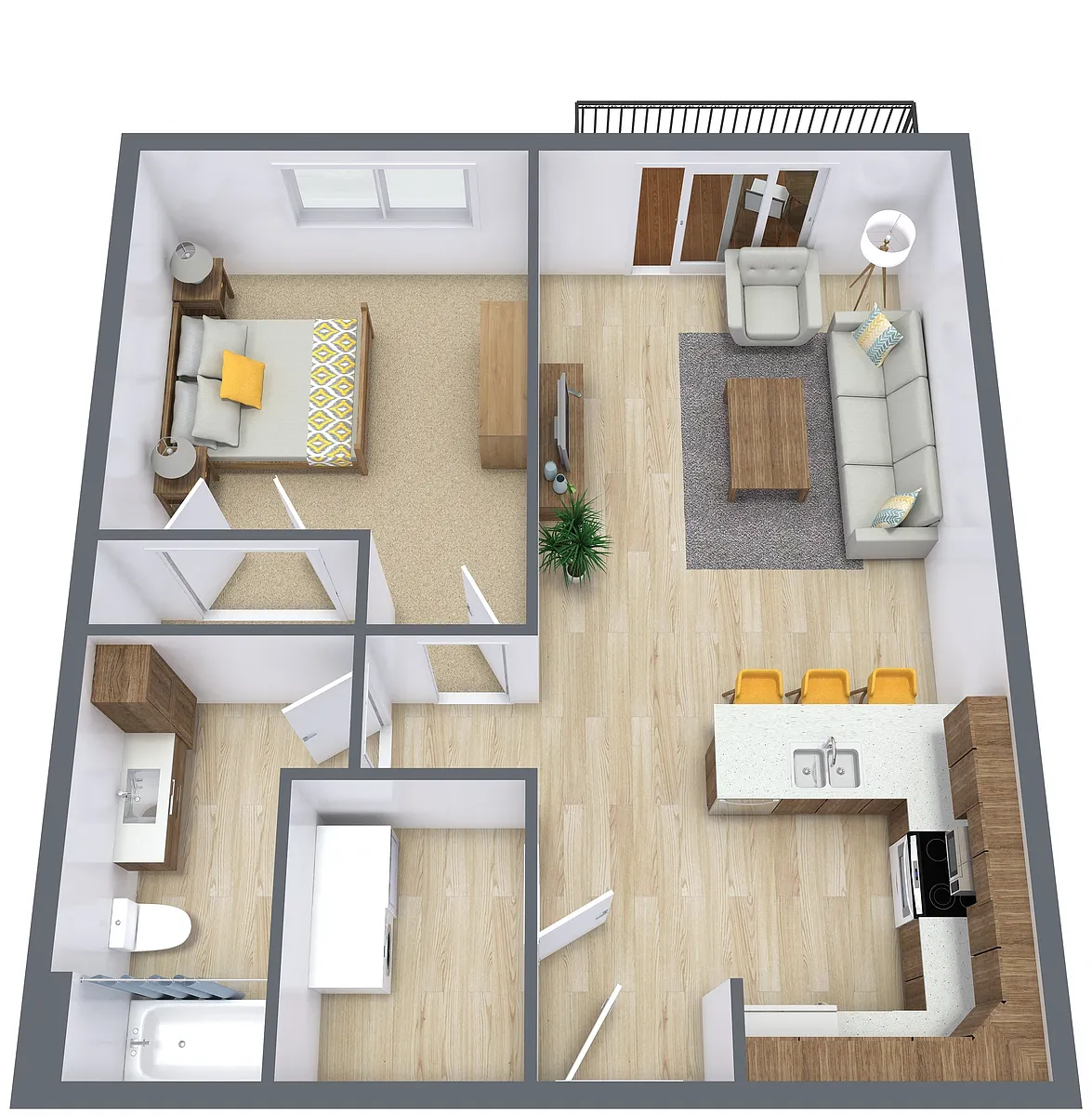 Floor plan One Bedroom 11C