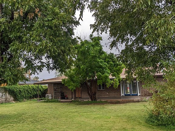 Shady back yard is great for kids to play in. Huge covered patio across most of the house.