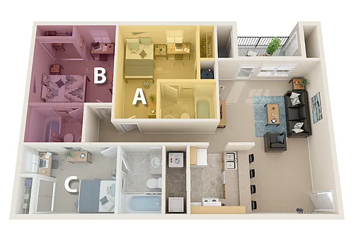 Floor plan By The Bed Pricing - Three Bedroom