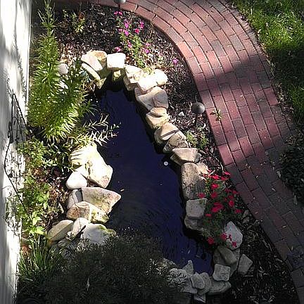 Koi Pond and brick walkway