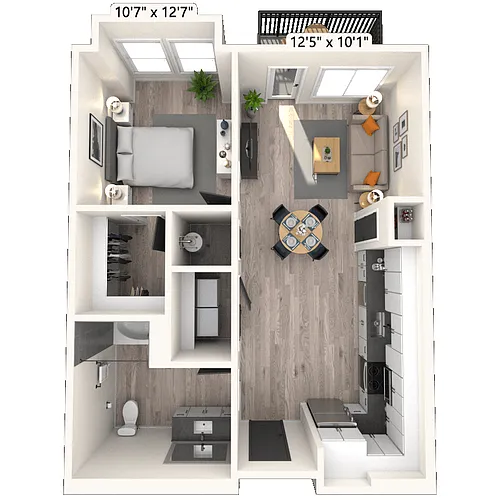Floor plan A5 1x1 720 SF-FP