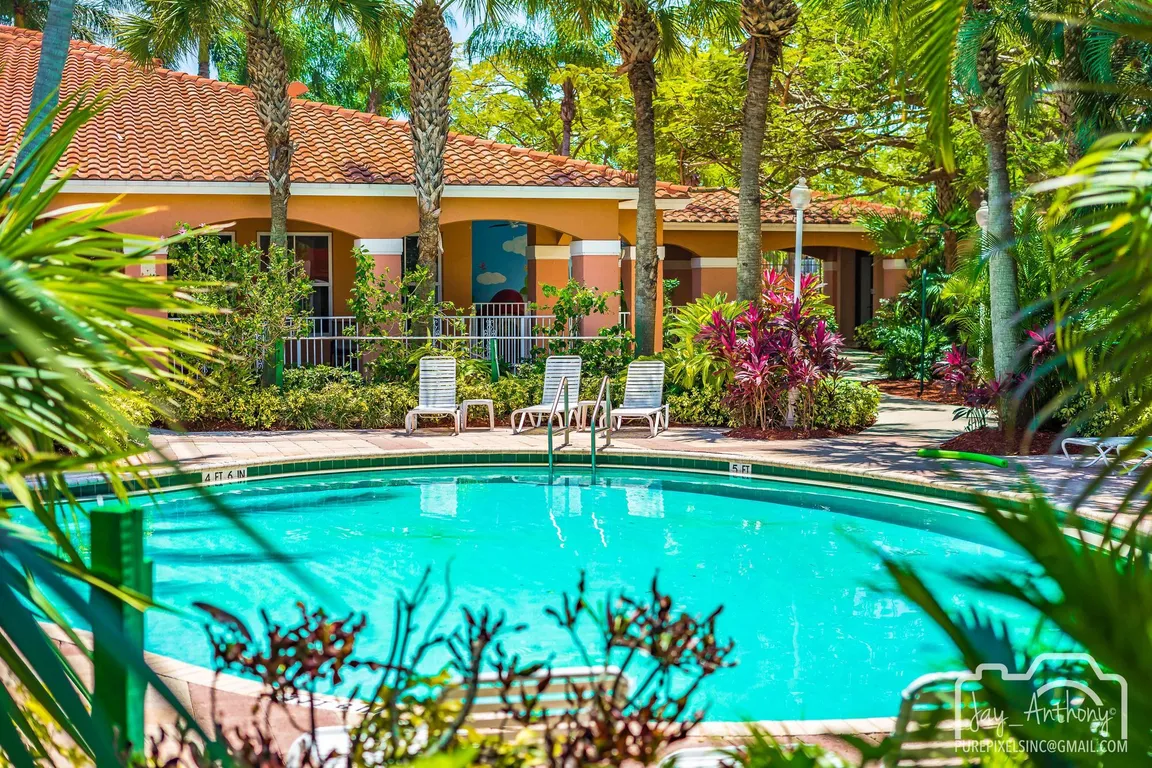 Pool area behind the Clubhouse