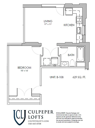 Floor plan One Bedroom B108
