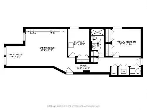 Floor plan 2 Bedroom - 1 Bathroom