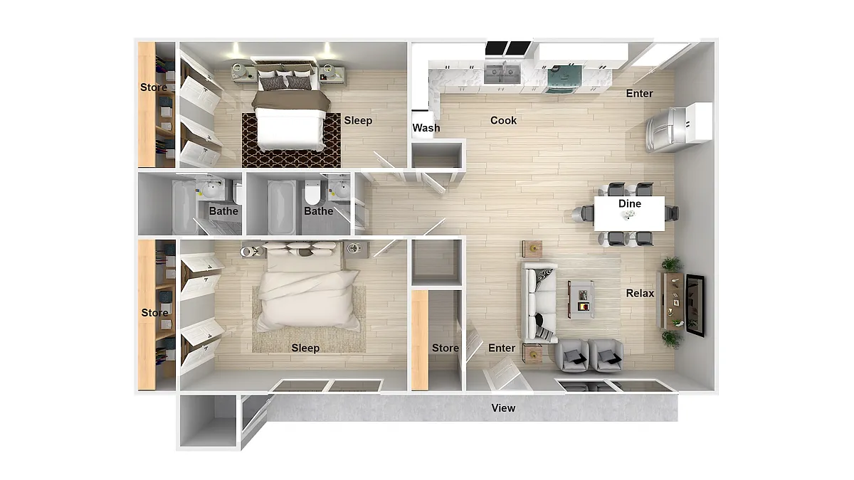 Floor plan 2 Bedroom 2 Bathroom Renovated