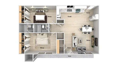 Floor plan 2 Bedroom 2 Bathroom Renovated